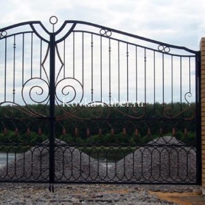 Кованые ворота с овалами в стиле модерн