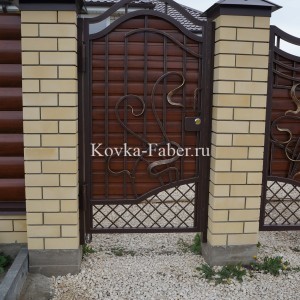 Кованые ворота, в стиле "Модерн", зашитые профлистом., фото 3